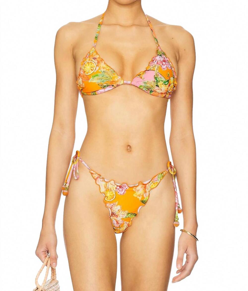 NEW PQ SWIM embroidered lettuce bikini bottoms in clementine